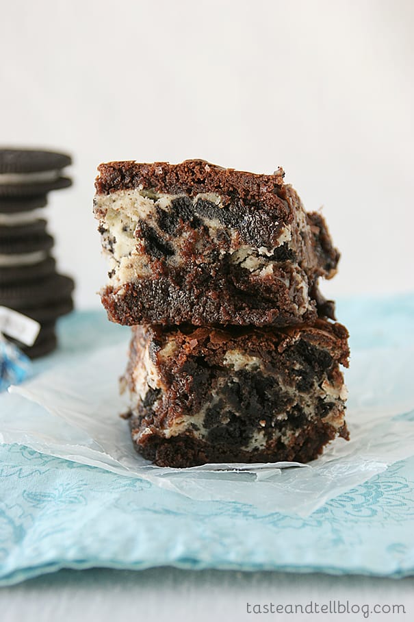 Cookies and Cream Cheese Brownies | www.tasteandtellblog.com