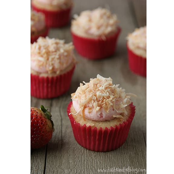 Strawberry Colada Cupcakes | www.tasteandtellblog.com