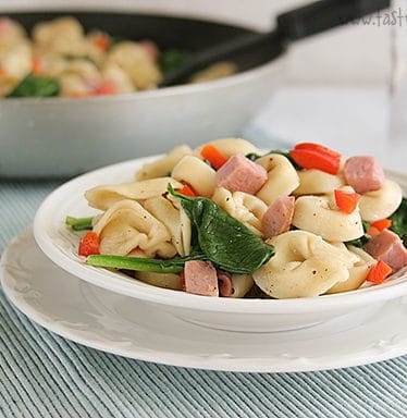 Brown Butter Tortellini with Spinach and Ham | www.tasteandtellblog.com