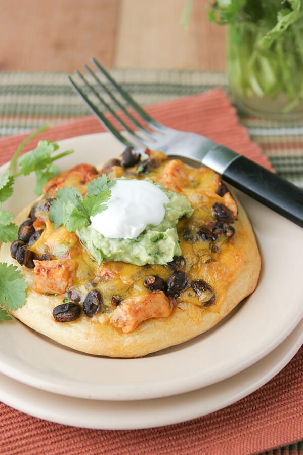 Chicken and Black Bean Tostizzas on Taste and Tell