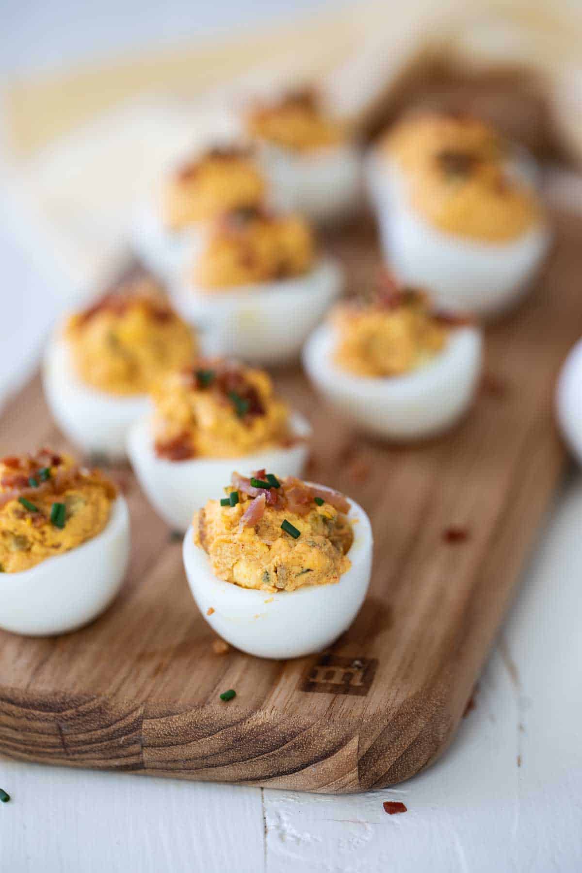 Easy Deviled Eggs with Bacon Recipe - Taste and Tell