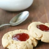 Peanut Butter and Jelly Thumbprint Cookie Recipe - a favorite sandwich in cookie form!