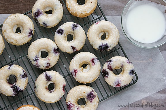 Blueberry Cherry Baked Donuts | www.tasteandtellblog.com