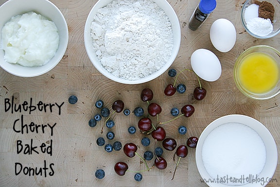 Blueberry Cherry Baked Donuts | www.tasteandtellblog.com