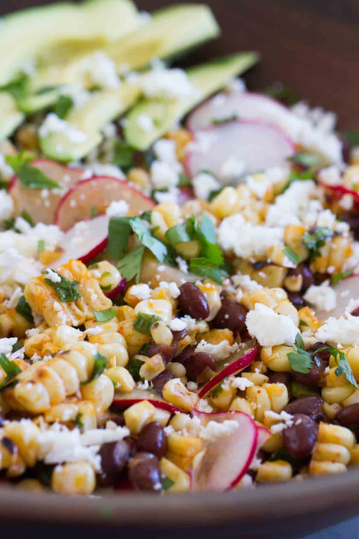 Grilled Corn and Black Bean Salad in a bowl