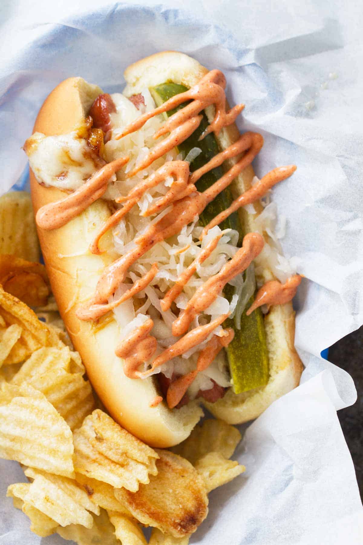 How to make Reuben Hot Dogs with homemade Russian dressing