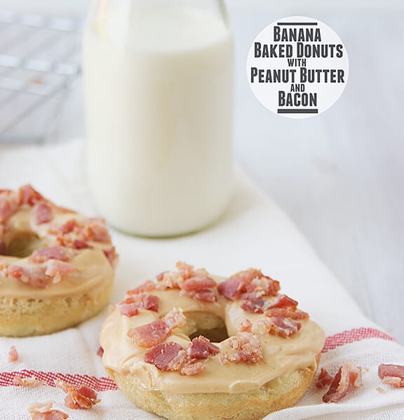 Banana Baked Donuts with Peanut Butter and Bacon from www.tasteandtellblog.com