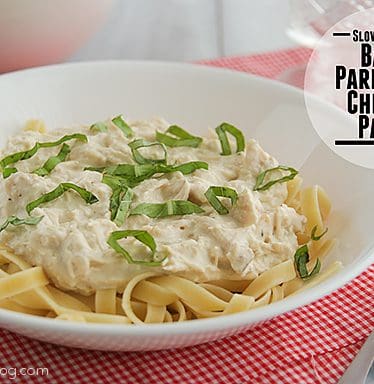 Slow Cooker Basil Parmesan Chicken Pasta | Taste and Tell