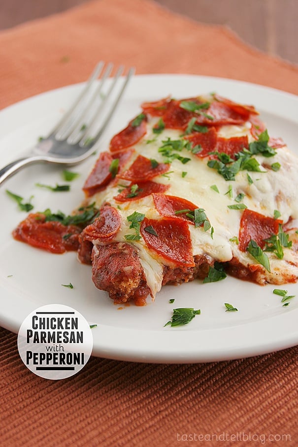 Chicken Parmesan with Pepperoni | www.tasteandtellblog.com