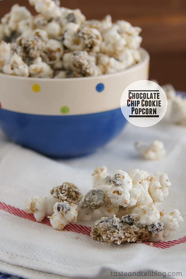 Chocolate Chip Cookie Popcorn | www.tasteandtellblog.com