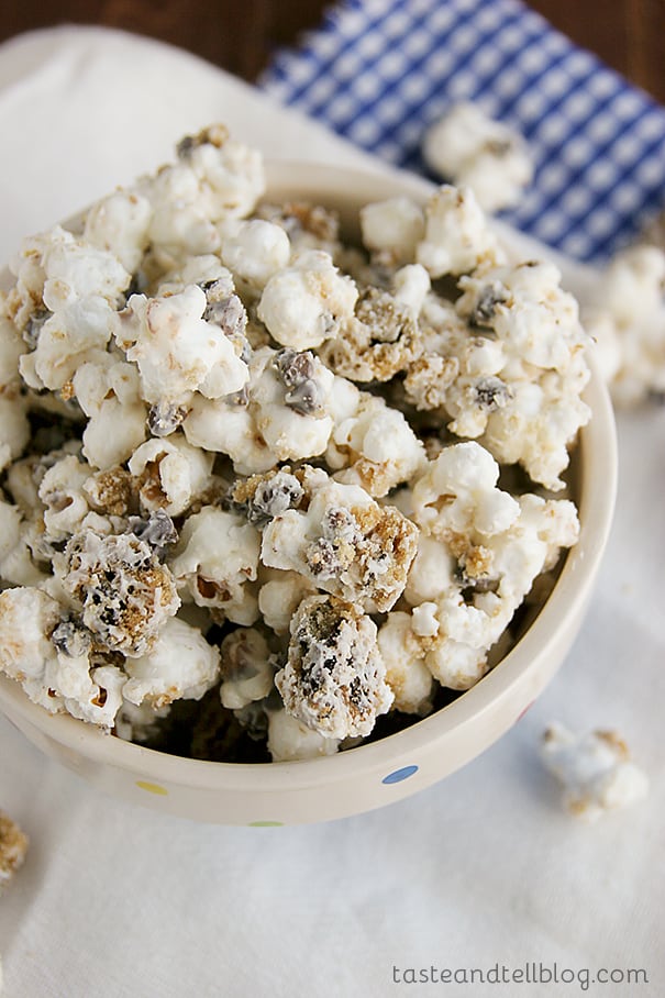 Chocolate Chip Cookie Popcorn | www.tasteandtellblog.com