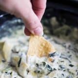 Crockpot Spinach Artichoke Dip with text bar