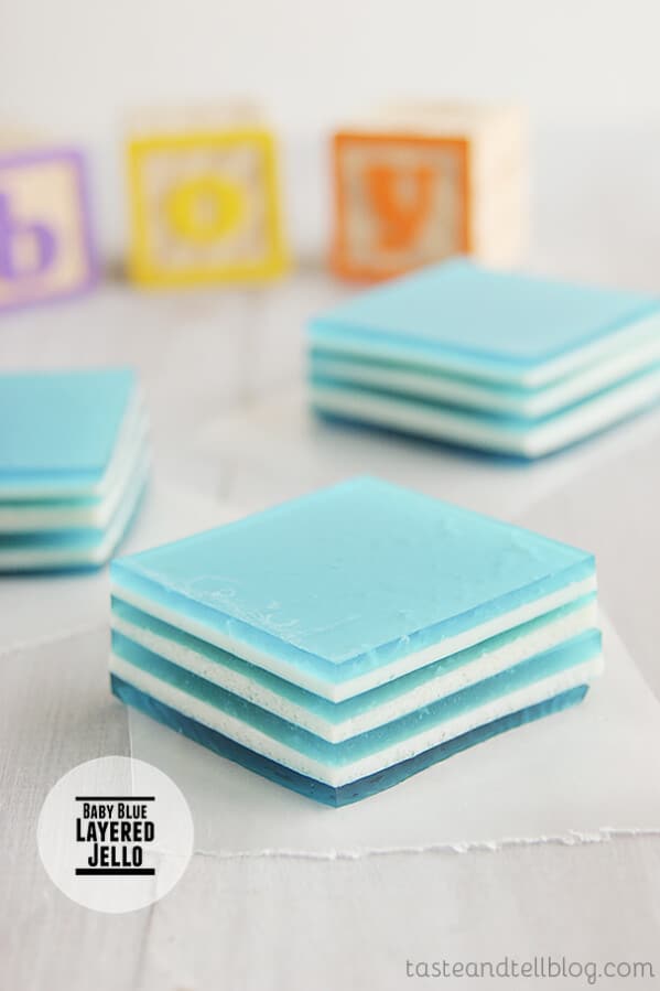 Baby Blue Layered Jello on Taste and Tell