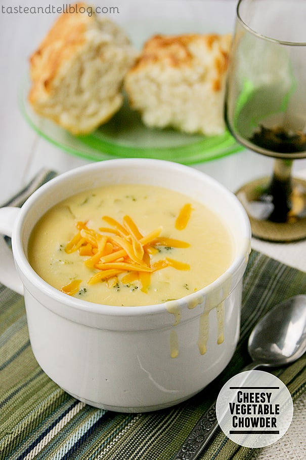 Cheesy Vegetable Chowder | www.tasteandtellblog.com