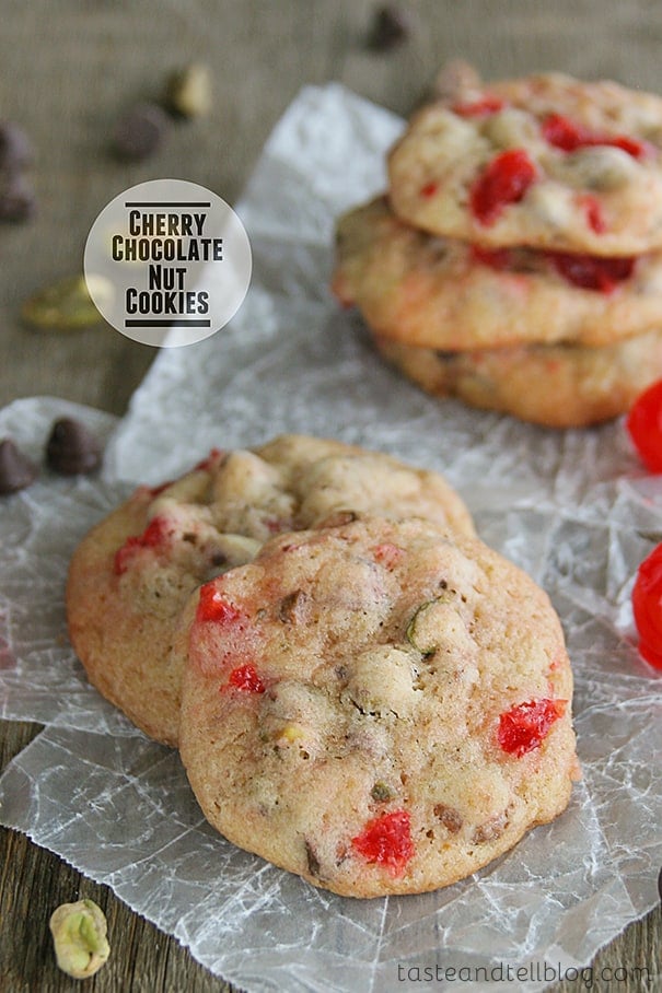 Cherry Chocolate Nut Cookies from www.tasteandtellblog.com