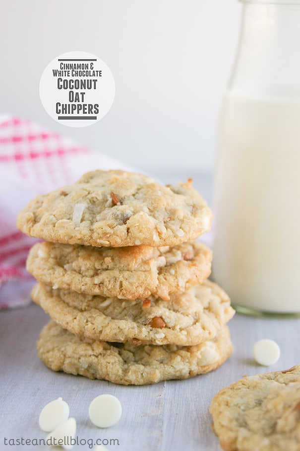Cinnamon and White Chocolate Coconut Oat Chippers | Taste and Tell