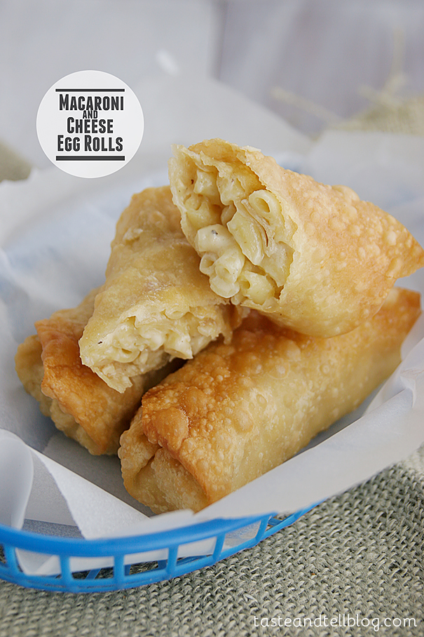 Macaroni and Cheese Egg Rolls from www.tasteandtellblog.com