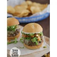 Seven Layer Sliders | www.tasteandtellblog.com #recipe #burger #slider