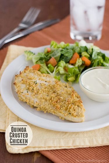Quinoa Crusted Chicken with Skinny Honey Mustard
