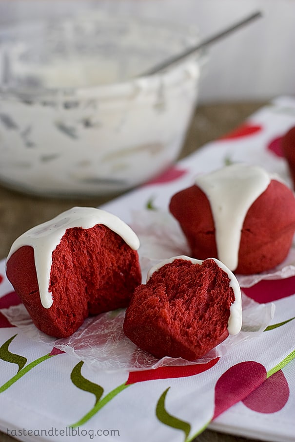 Red Velvet Rolls with Cream Cheese Glaze | www.tasteandtellblog.com