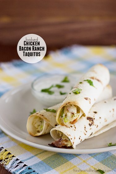 Baked Chicken Bacon Ranch Taquitos | www.tasteandtellblog.com #recipe #chicken #bacon