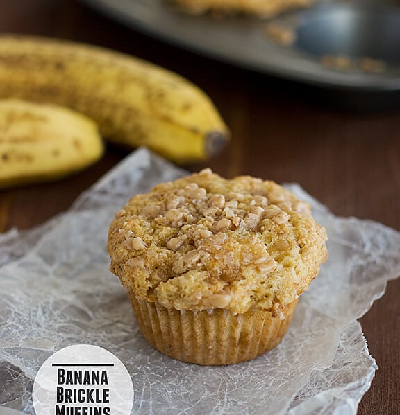 Banana Brickle Muffins | www.tasteandtellblog.com #recipe #banana #muffin