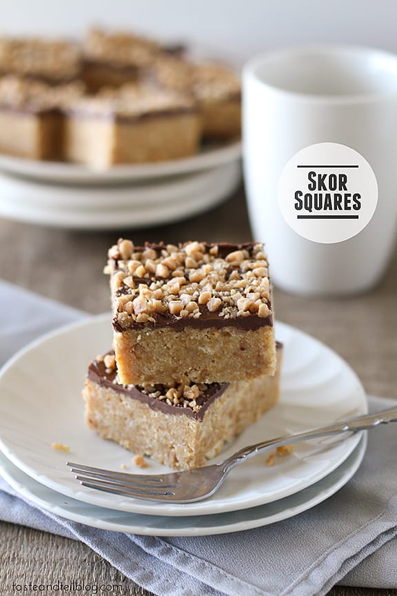 Skor Squares - only 4 ingredients! | www.tasteandtellblog.com