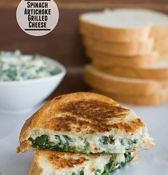 Spinach Artichoke Grilled Cheese | www.tasteandtellblog.com