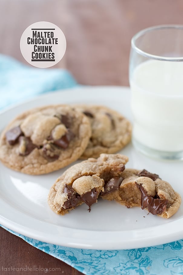 Malted Chocolate Chunk Cookies | www.tasteandtellblog.com