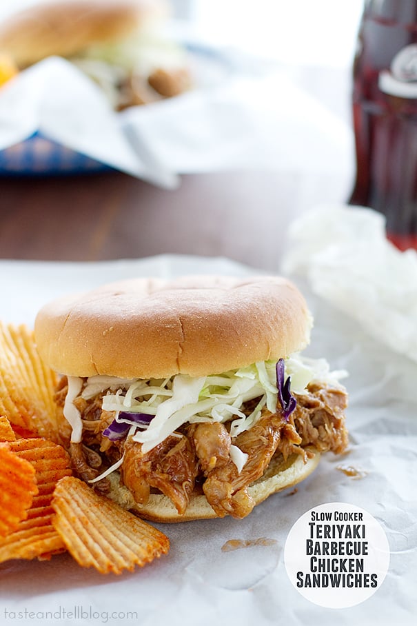 Slow Cooker Teriyaki Barbecue Chicken Sandwiches | www.tasteandtellblog.com