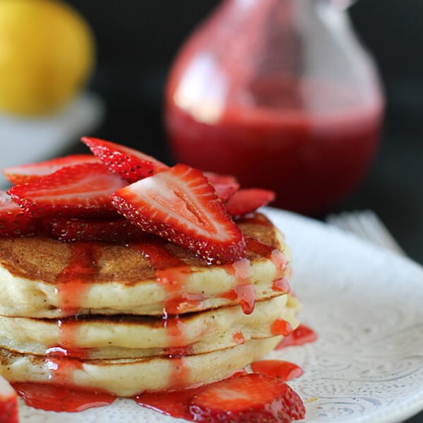 Strawberry Lemon Ricotta Pancakes | www.tasteandtellblog.com