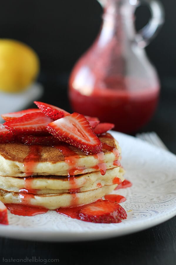 Strawberry Lemon Ricotta Pancakes | www.tasteandtellblog.com