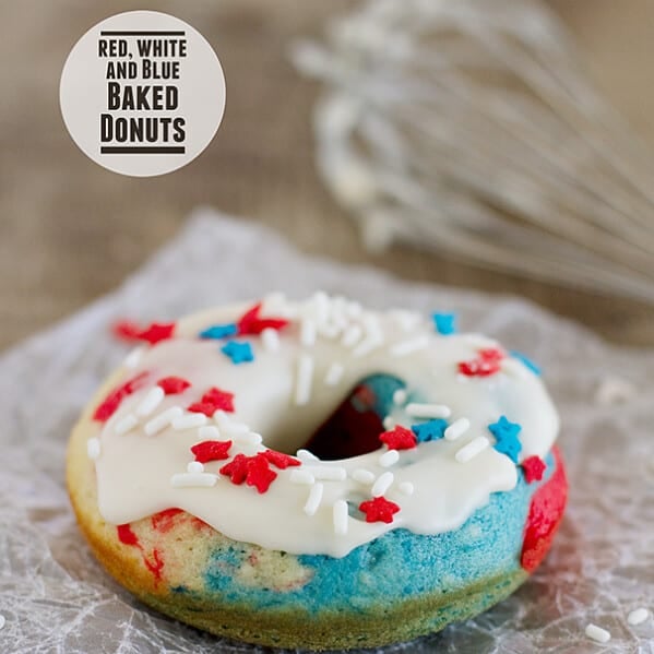 Red, White and Blue Baked Donuts | www.tasteandtellblog.com
