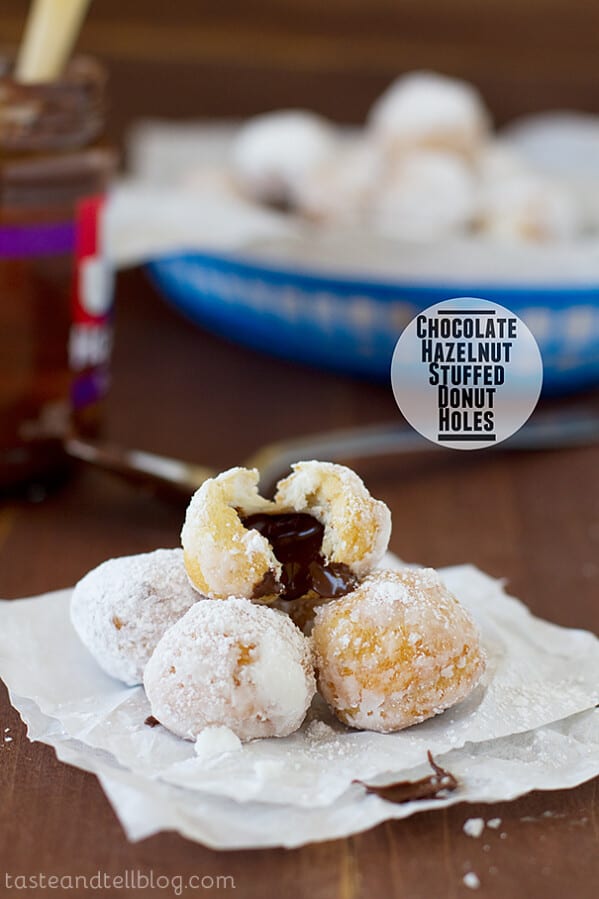 Chocolate Hazelnut Stuffed Donut Holes | www.tasteandtellblog.com