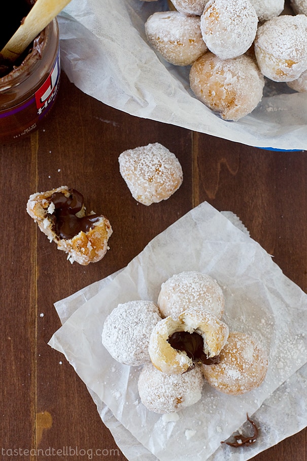 Chocolate Hazelnut Stuffed Donut Holes | www.tasteandtellblog.com