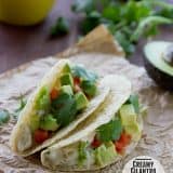 Creamy Cilantro Chile Chicken Tacos | www.tasteandtellblog.com
