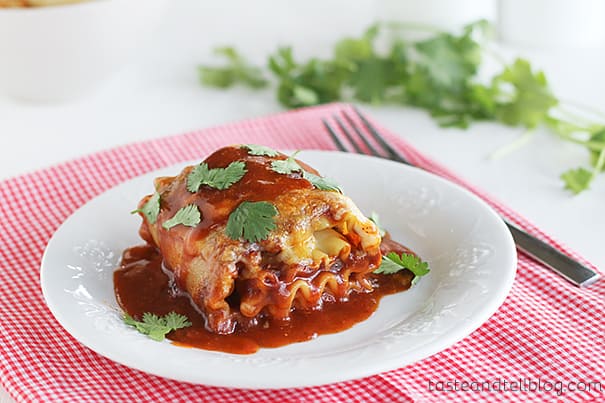 Mexican Lasagna Roll Ups | www.tasteandtellblog.com