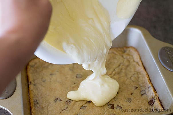 Caramel Cookie Cheesecake Bars | www.tasteandtellblog.com