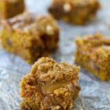 Loaded Caramel Pumpkin Blondies | www.tasteandtellblog.com