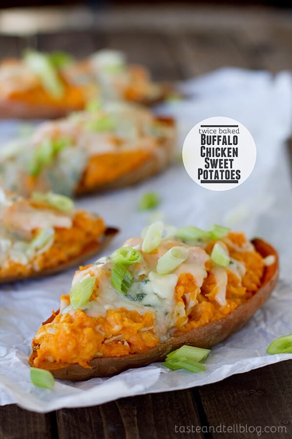 Twice Baked Buffalo Chicken Sweet Potatoes | Taste and Tell