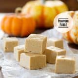 This holiday Pumpkin Fudge recipe brings the taste of the season with pumpkin, white chocolate and marshmallow.