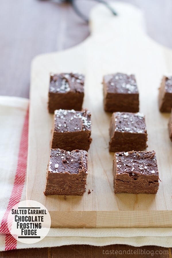 Salted Caramel Chocolate Frosting Fudge from www.tasteandtellblog.com