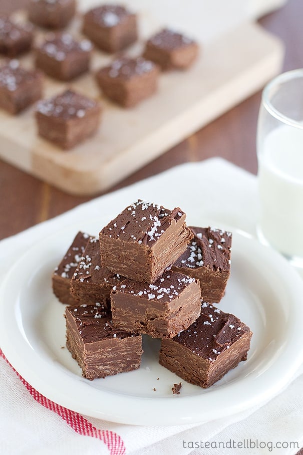 Salted Caramel Chocolate Frosting Fudge from www.tasteandtellblog.com