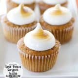 Sweet Potato Cupcakes with Toasted Marshmallow Frosting from www.tasteandtellblog.com