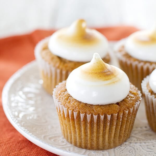 Sweet Potato Cupcakes with Toasted Marshmallow Frosting from www.tasteandtellblog.com