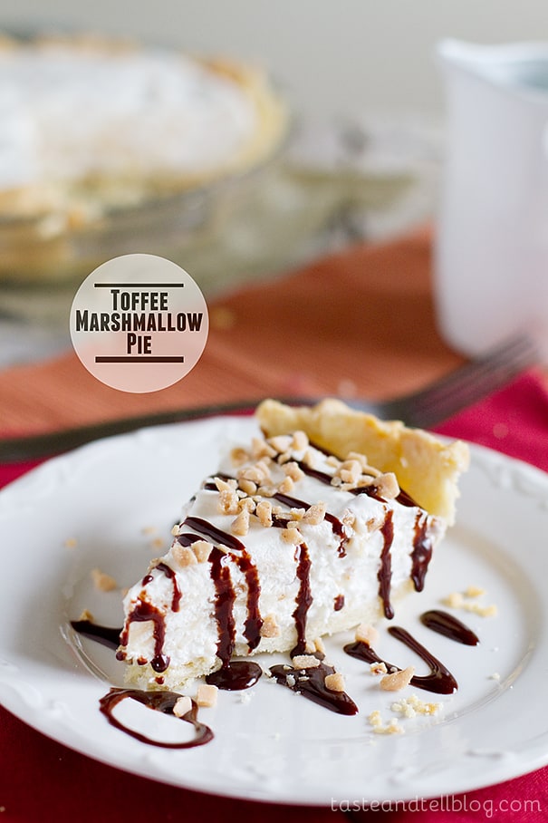 Toffee Marshmallow Pie from www.tasteandtellblog.com