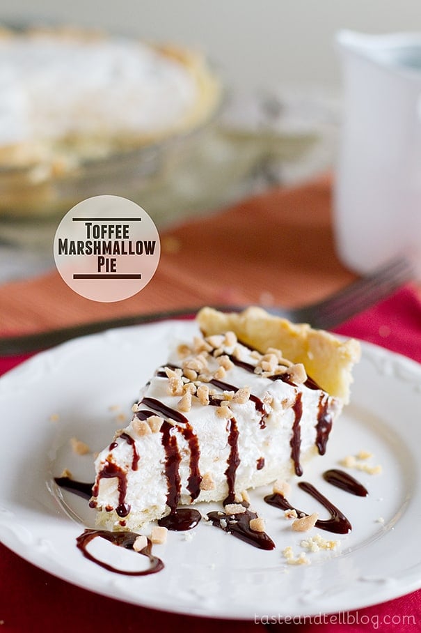 Toffee Marshmallow Pie from www.tasteandtellblog.com
