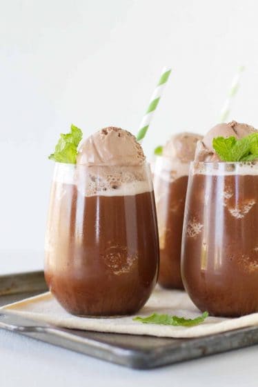 Iced Chocolate drink topped with gelato