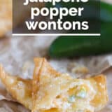 Jalapeño popper wontons with text overlay.