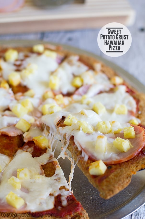 Sweet Potato Crust Hawaiian Pizza on Taste and Tell